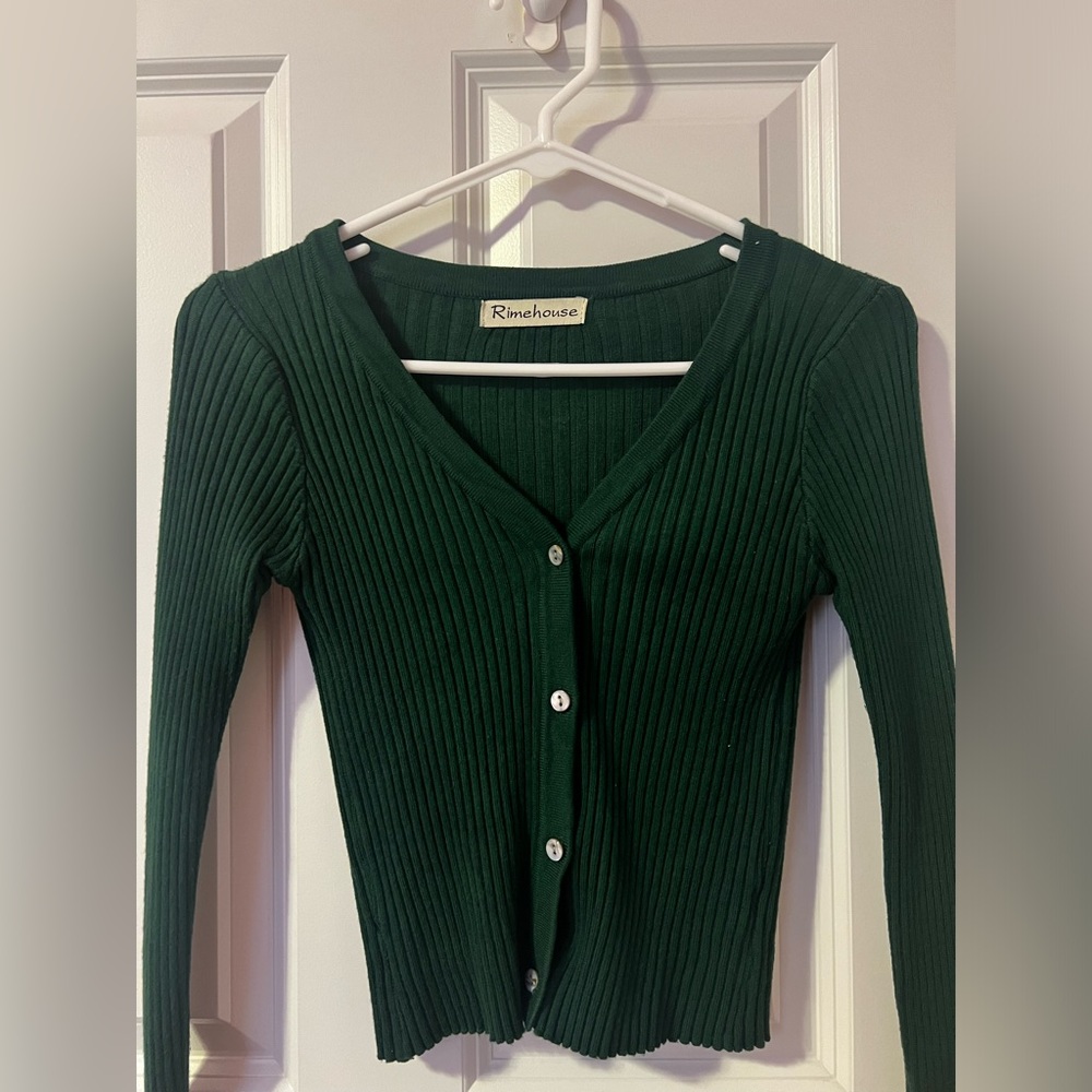 YesStyle Green Fitted Cardigan in Size Small